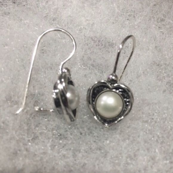 SILPADA Forever Fearless Sterling Silver 925 Pearl Drop Earrings - Picture 6 of 10